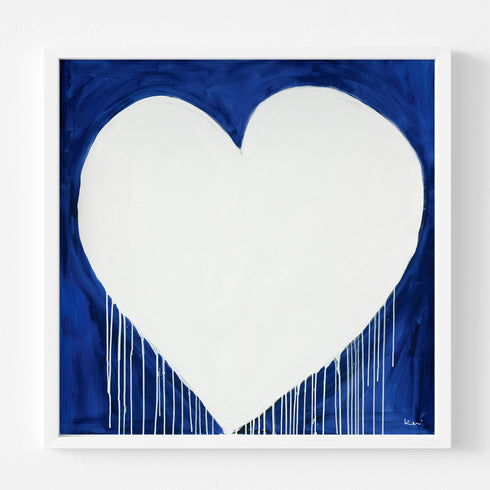 The Marvelous Madness Of Love blue white art print by Kerri Rosenthal - Unique artwork for living room wall decor