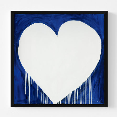 The Marvelous Madness Of Love blue white art print by Kerri Rosenthal - Unique artwork for living room wall decor