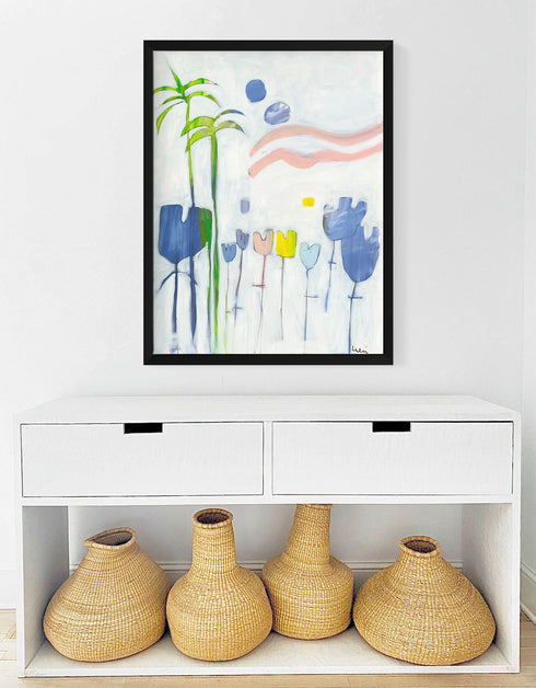 The Isle of Tulips 1 colorful art print by Kerri Rosenthal - Unique artwork for living room wall decor
