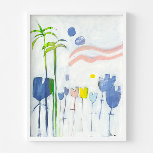 The Isle of Tulips 1 colorful art print by Kerri Rosenthal - Unique artwork for living room wall decor