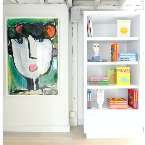 Tiki Tina Art Print - Modern contemporary abstract feminine decor colorful with green by Kerri Rosenthal