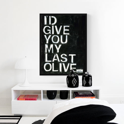 Tokens Of Affection black white art print wall word art framed artwork by Kerri Rosenthal - Unique artwork for living room wall decor