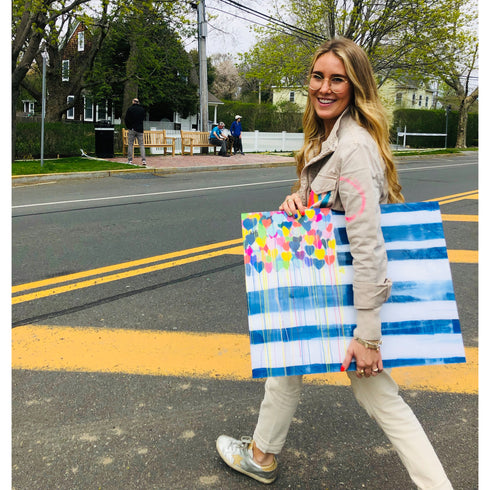 United States of love flag art print original modern contemporary wall art by Kerri Rosenthal