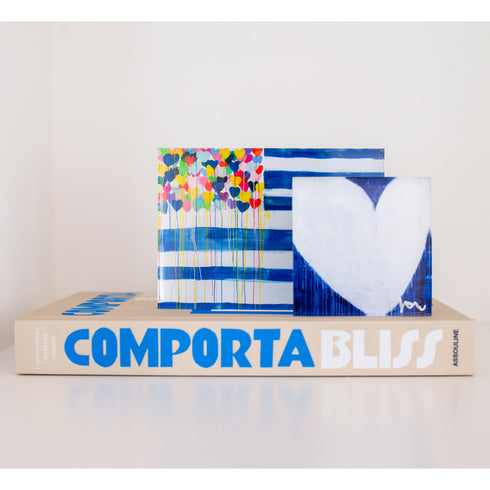 United States of Love Flag and blue drippy heart Acrylic Blocks of Love by Kerri Rosenthal