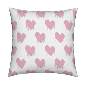 Sweethearts Bubblegum pink cotton and oyster linen fabric - Kerri Rosenthal