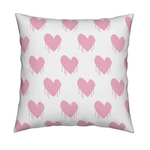 White ground with pink Sweethearts bubblegum cute decorative throw pillows by Kerri Rosenthal