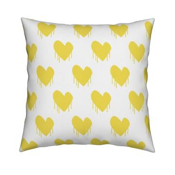 Sweethearts Sunshine yellow white cotton and oyster linen fabric - Kerri Rosenthal