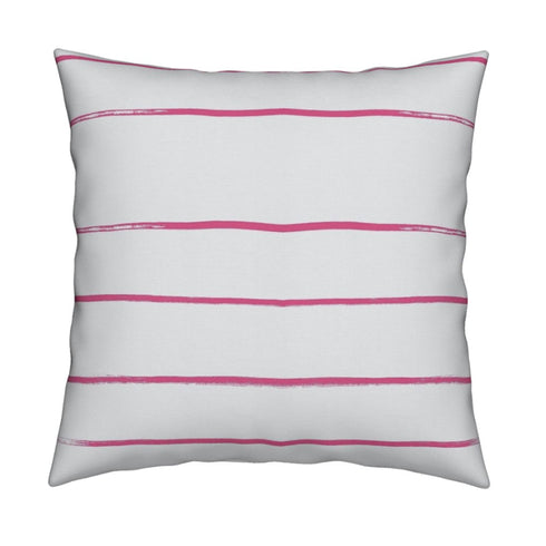 Mr. Sharpie Pop Pink white cotton and oyster linen stripe fabric - Kerri Rosenthal