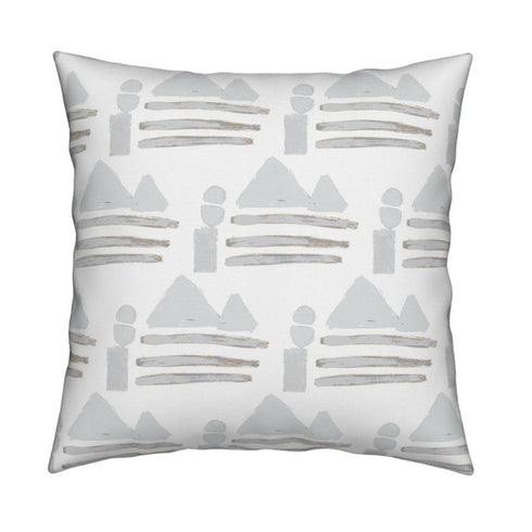 Sail Away Dove grey white stripe cotton and oyster linen stripe fabric - Kerri Rosenthal