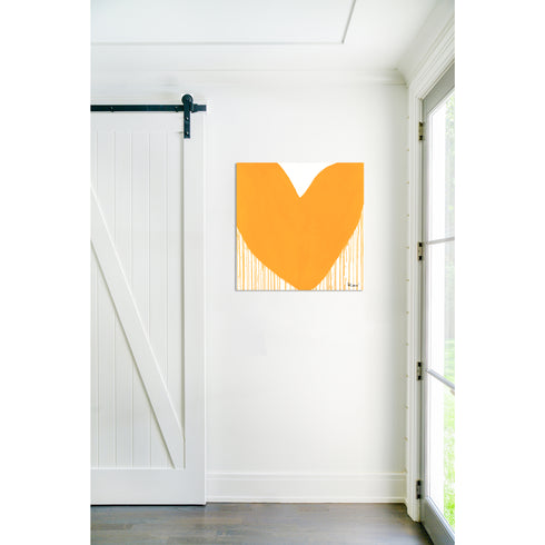 Vitamin L Drippy Heart orange art print by Kerri Rosenthal - Unique artwork for living room wall decor