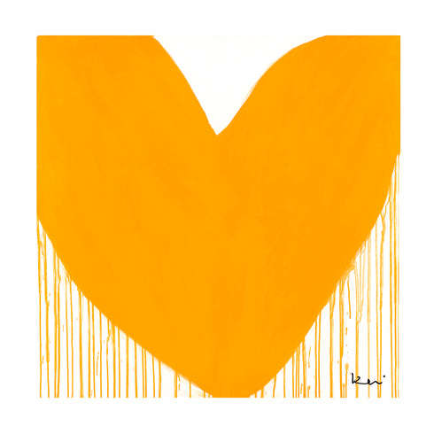 Vitamin L Drippy Heart orange art print by Kerri Rosenthal - Unique artwork for living room wall decor