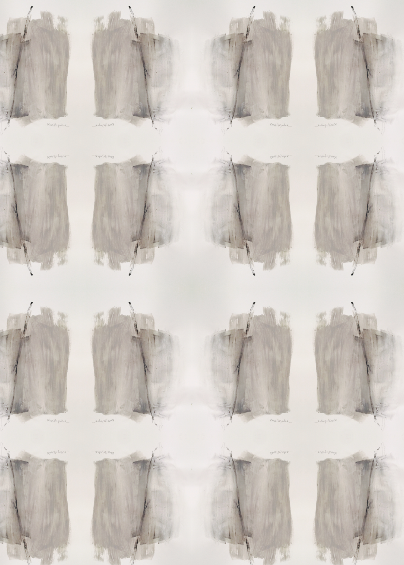 Wanderlust grey cream cotton and oyster linen fabric - Kerri Rosenthal