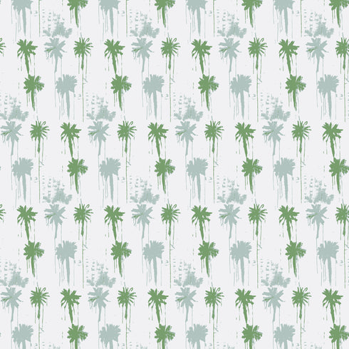 Designer High quality white ground with green grey pom-poms cactus wallpaper by kerri rosenthal - designer wall paper