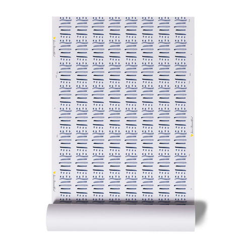 White ground & Indigo Blue dots and stripes 14 Layers Wallpaper high quality and unique wall paper by Kerri Rosenthal
