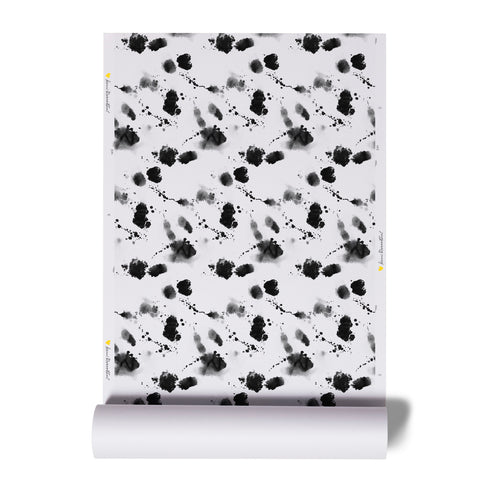 High quality white ground with black Carbon splat wallpaper by kerri rosenthal - designer wall paper