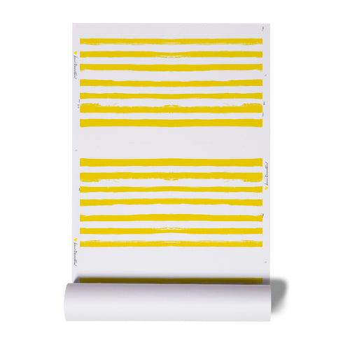 High quality White ground with yellow stripe on stripe sunshine wallpaper by kerri rosenthal - designer wall paper