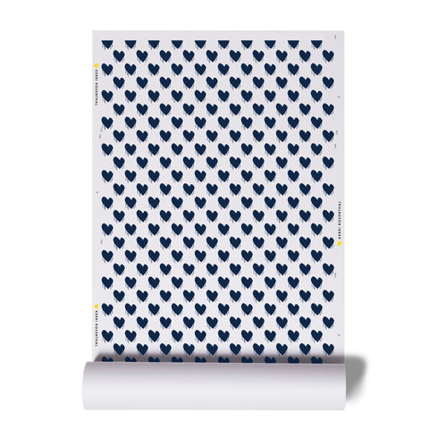 High quality white ground with Indigo blue sweethearts wallpaper by Kerri Rosenthal - designer wall paper