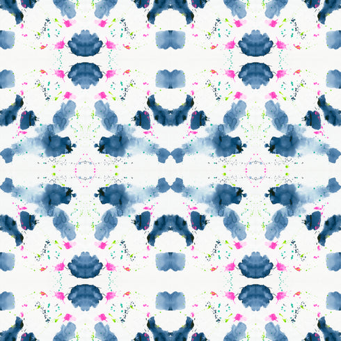 High quality white ground with blue pink splat KR eco friendly wallpaper by kerri rosenthal - designer wall paper