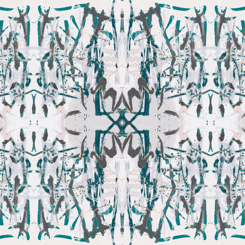 Modern High quality White ground with green brown tell me why Lla mer wallpaper by Kerri Rosenthal - designer wall paper