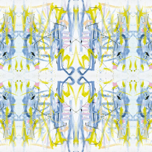 Trendy High quality White ground with blue yellow tell me why original wallpaper by Kerri Rosenthal - designer wall paper