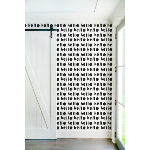 Designer Unique high quality white ground with carbon black oh hi wallpaper by kerri rosenthal - designer wall paper