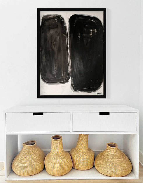 What Did One Coffee Bean Say To The Other black art print by Kerri Rosenthal - Unique artwork for living room wall decor