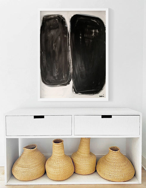 What Did One Coffee Bean Say To The Other black art print by Kerri Rosenthal - Unique artwork for living room wall decor