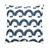 White ground with Indigo blue Happy Land square decorative throw pillows by Kerri Rosenthal