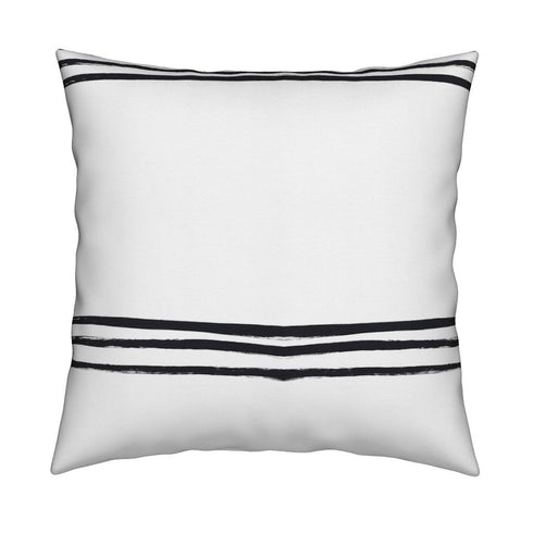 White ground with black carbon stripe square decorative throw pillows by Kerri Rosenthal