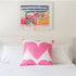 White ground with pop pink hearts Alotta Love decorative throw pillows by Kerri Rosenthal