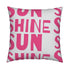 White ground with pop pink sunshine square decorative throw pillows by Kerri Rosenthal
