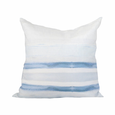 White ground with sky blue Nikki square decorative throw pillows by Kerri Rosenthal
