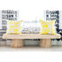 White ground with yellow sunshine cute decorative square throw pillows by Kerri Rosenthal