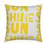 White ground with yellow sunshine square decorative throw pillows by Kerri Rosenthal