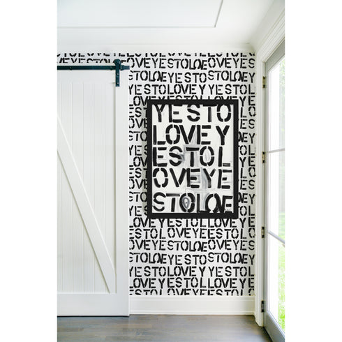 Elegant High quality white ground with black yes to lovey carbon wallpaper by Kerri Rosenthal - designer wall paper