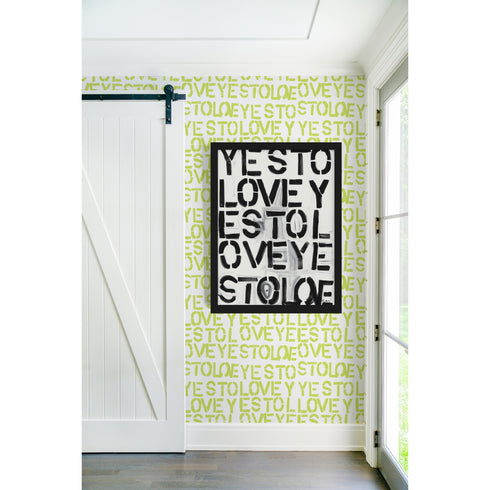 Trendy High quality white ground with neon yes to lovey citrine wallpaper by Kerri Rosenthal - designer wall paper