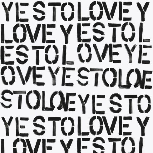 Yes to Lovey Carbon Fabric - High quality cute designer wall paper by Kerri Rosenthal