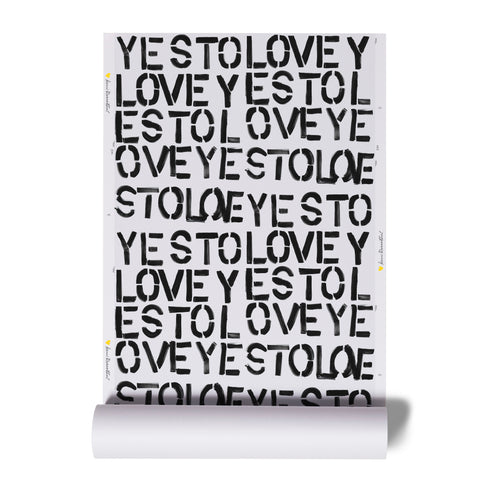 High quality white ground with black yes to lovey carbon wallpaper by Kerri Rosenthal - designer wall paper