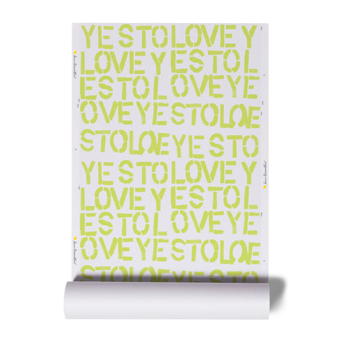 High quality white ground with neon yes to lovey citrine wallpaper by Kerri Rosenthal - designer wall paper