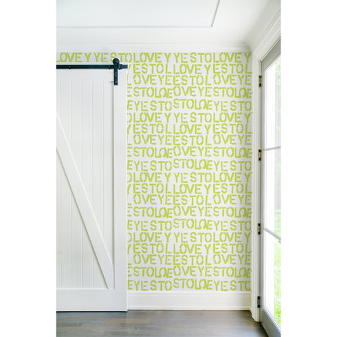 Modern High quality white ground with neon yes to lovey citrine wallpaper by Kerri Rosenthal - designer wall paper