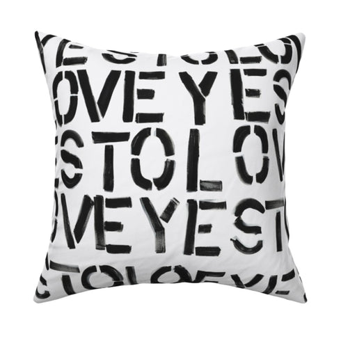 Yes to Lovey Carbon Fabric for pillow - High quality cute designer wall paper by Kerri Rosenthal