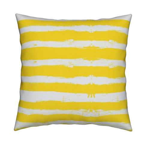 Yellow sunshine stripe Ships Ahoy decorative square throw pillows by Kerri Rosenthal