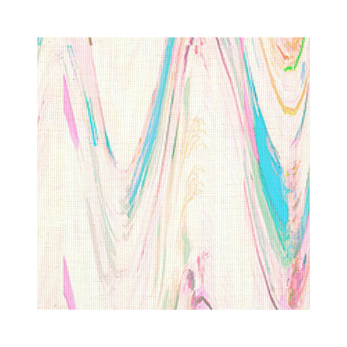 Zig Zag pink multi cotton and oyster linen fabric - Kerri Rosenthal