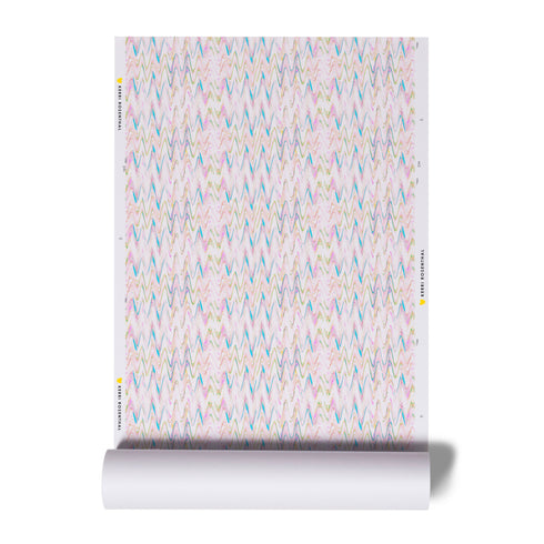 High quality pink ground with multi zig zag wallpaper by Kerri Rosenthal - designer wall paper