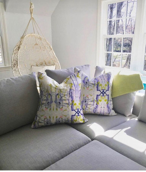 Colorful multi Tell Me Why No. 1 cute decorative throw pillows by Kerri Rosenthal