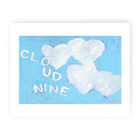 Blue white Cloud 9 Mini Art Print - Modern decor wall art sets by Kerri Rosenthal