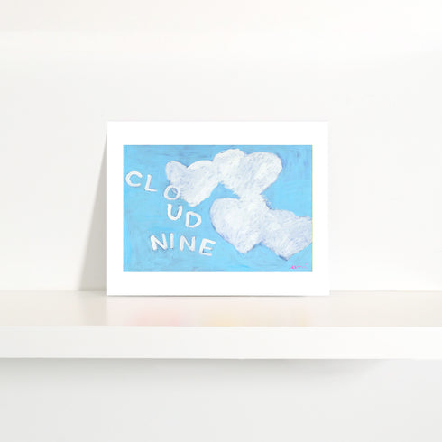 Blue white Cloud 9 Mini Art Print - Modern decor wall art sets by Kerri Rosenthal
