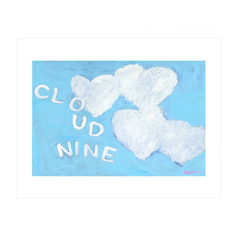 Blue white Cloud 9 Mini Art Print - Modern decor wall art sets by Kerri Rosenthal