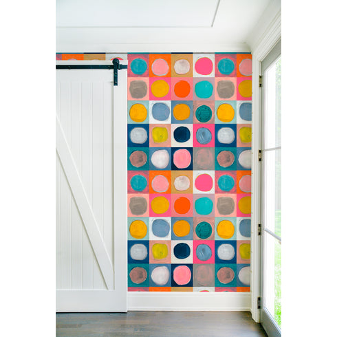 Modern Colorful multi connect the dots eco-friendly wallpaper by Kerri Rosenthal - designer wall paper