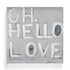 Oh, Hello Love grey white word art print by Kerri Rosenthal - Unique artwork for living room wall decor